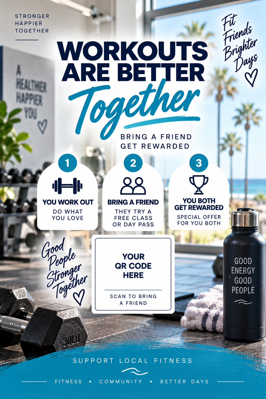 Gym & fitness bring-a-friend rewards card