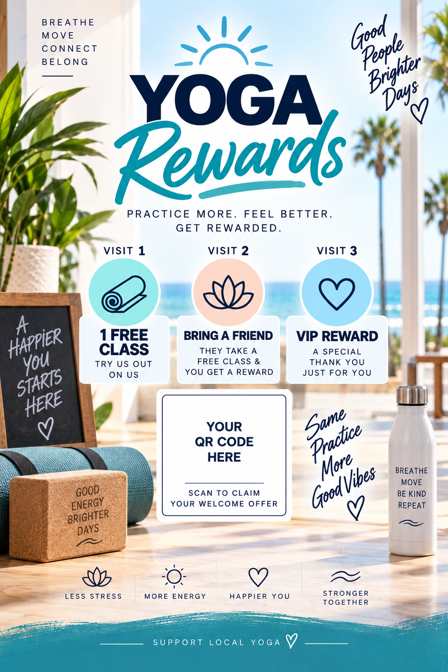 Yoga studio rewards card